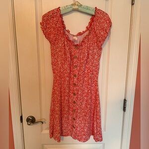 No Boundaries Coral Floral Button-Front Dress